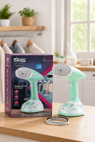 بخارگر دستی لباس DSP مدل KD1357 | توان 1600 وات، مخزن 300 میلی‌لیتر، بخاردهی سریع