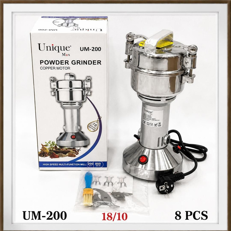 آسیاب صنعتی 200 گرم یونیک مکس- توان 850 وات موتور مسی مدل UM-200